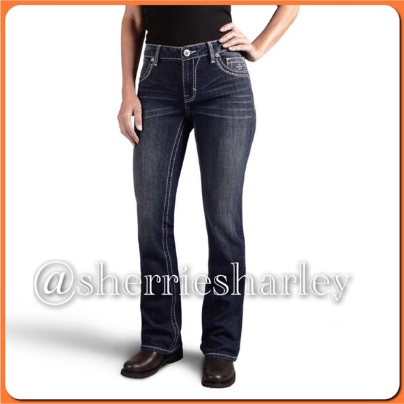 Harley-Davidson Curvy Convertible Leg Mid-rise Dark Denim Jeans Plus Size 22 EUC - Picture 6 of 8